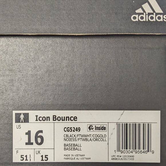 Adidas Icon Bounce Baseball Cleats, Black/Yellow, Men\'s 16 M main image 6
